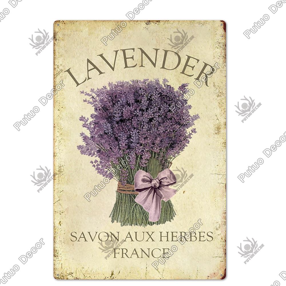 Putuo Decor Flower Vintage Poster Plaque Metal Tin Sign Wall Decorative for Barn Room Kitchen Garage Iron Painting