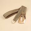 Elegant Hand Woven Gold Women's Belt with Stylish Irregular Metal Buckle