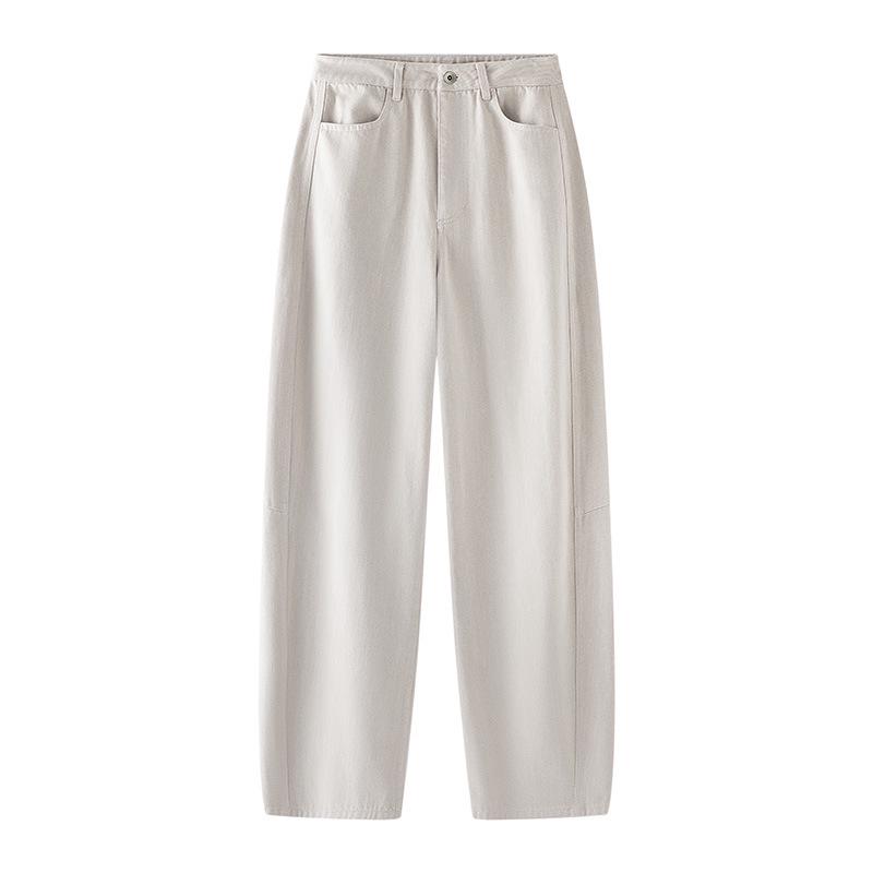 Damskie Proste Jeansy Banana z Wysokim Stanem - Wiosna 2025 Luźne Spodnie Casual z Szerokimi Nogawkami i Zakrzywionym Krojem