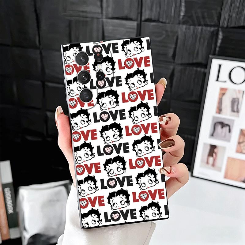 B-Bettys B-Boops Girl Soft Phone Case for Samsung Galaxy S26 S25 Edge S24 Ultra S23 Plus S22 S21 FE S20 Black Cover Back Shell