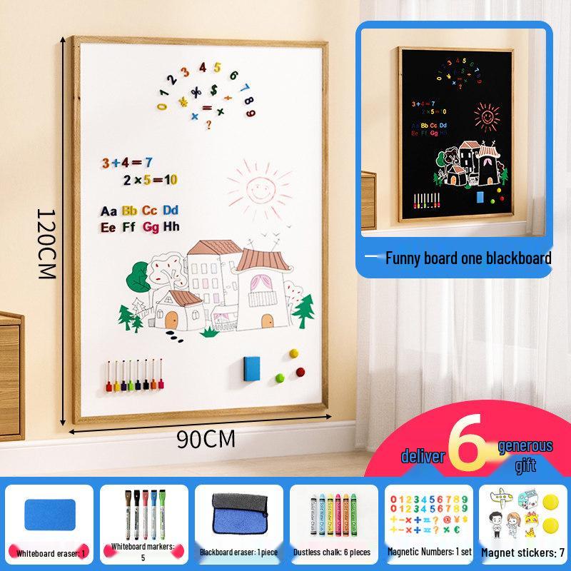 Kids' Double-Sided Magnetic Drawing Board: Stand-Up, Erasable Whiteboard & Chalkboard for Doodling and Coloring.