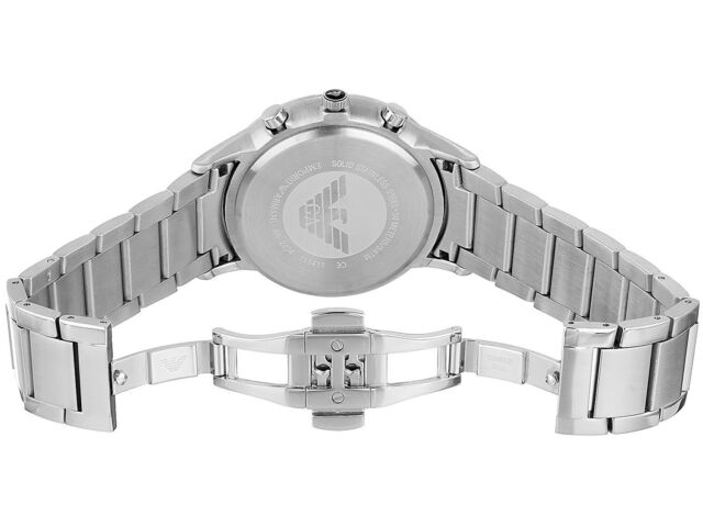 Emporio Armani Chrono Quartz Men's Watch AR2434 Silver Stainless Steel Day NEW