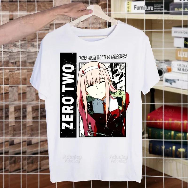 ZERO TWO Men's T-shirts Funny Hip Hop Summer Women Men Darling In The Franxx Anime Tshirts Streetwear Ulzzang Harajuku T-Shirt