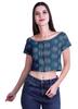 Moomaya Printed Boat Neck Womens Sexy Summer Tops Zip Front Viscose Crop Top
