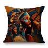 Abstract Oil Painting African Girl Lady Ethnic Decoration Sofa Throw Pillow Case Cotton Linen Cushion Cover