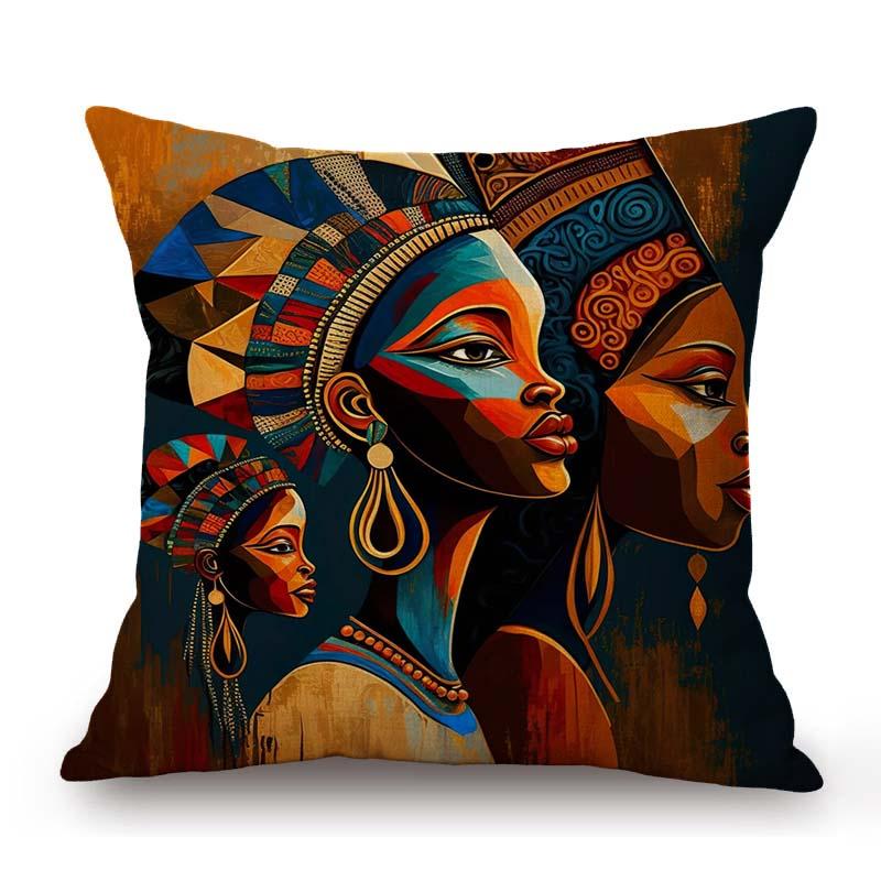 Abstract Oil Painting African Girl Lady Ethnic Decoration Sofa Throw Pillow Case Cotton Linen Cushion Cover