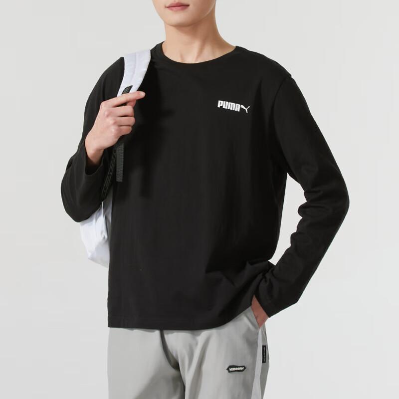 Puma Logo Comfortable Breathable Casual Long Sleeve T-Shirt Men Tops Black 691339-01