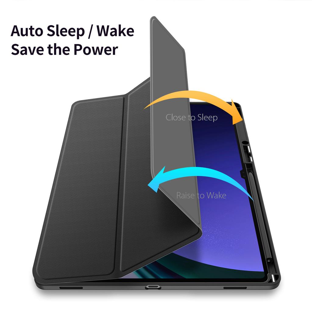 DUX DUCIS for Samsung Tab S10 Ultra S10 Lite S9 FE Plus Trifold Tablet Transparent Case with Stylus Pen Holder & Auto Sleep Wake
