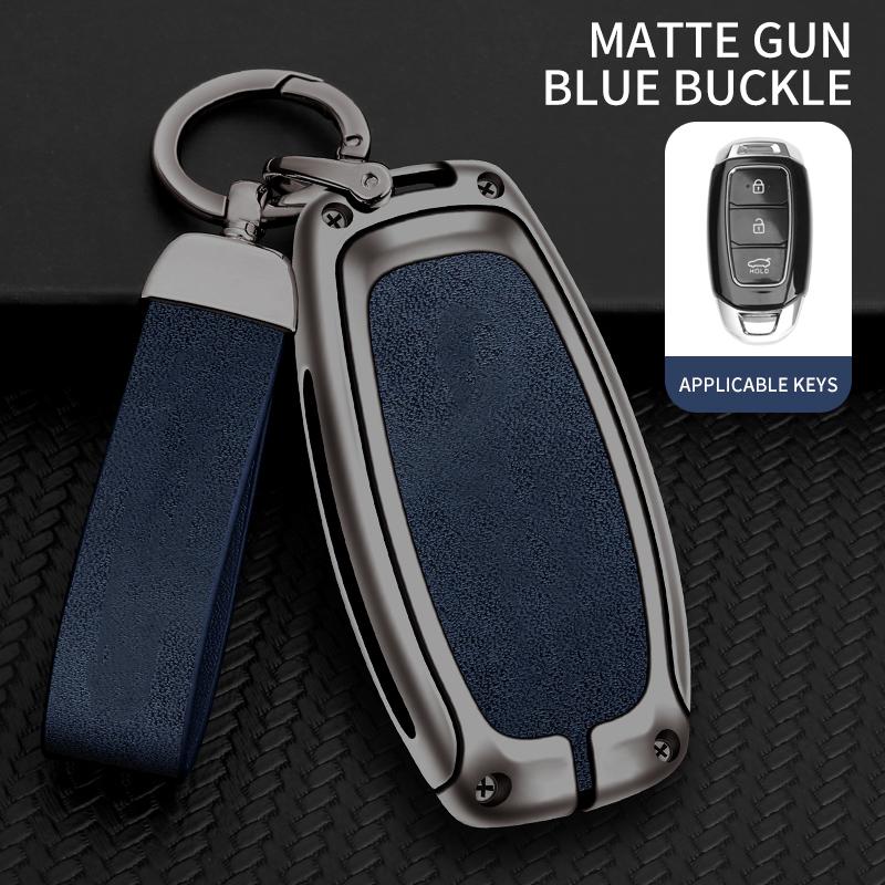 Zinc Alloy Leather Car Key Fob Case For Hyundai I30 Ix25 Ix35 Elantra Kona Solaris Azera Grandeur Ig Tm Accent Santa Fe Key Fob