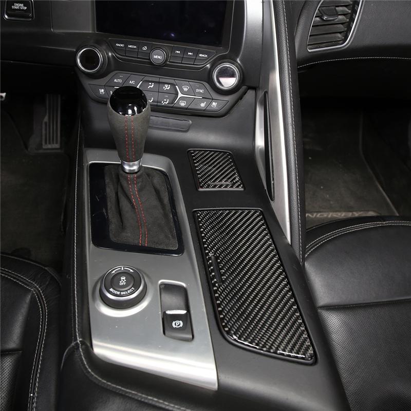 Painel de Adesivo de Cobertura de Acabamento para Porta-Copos do Painel Central de Fibra de Carbono Macia para Carro Adesivos de Acabamento Para Corvette C7 2014--M53K