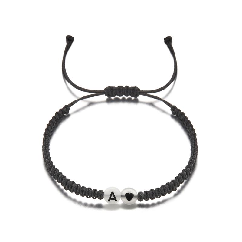 26 Letters Initial Heart Bracelets for Lovers A-Z Letter Luminous Personalized Name Braided Bangles Women Men Friendship Jewelry