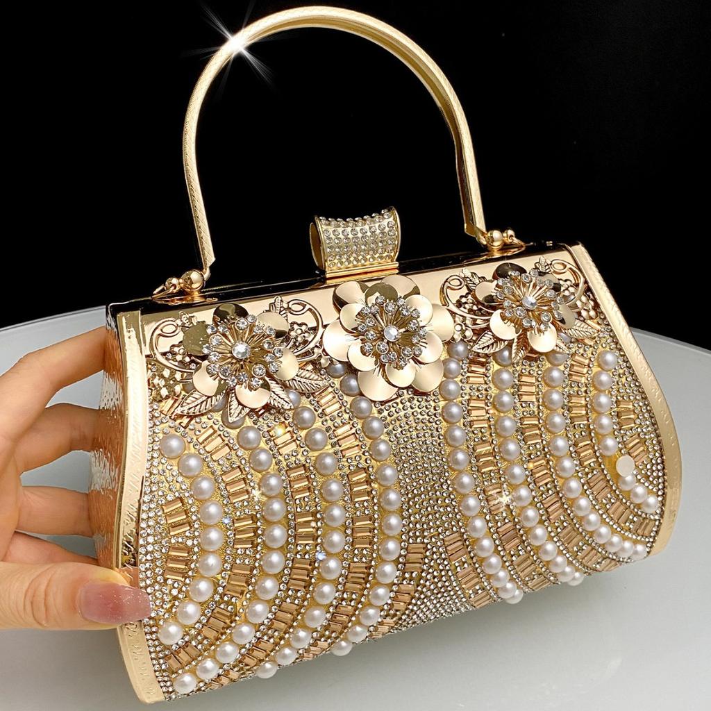 Fan Diamond Bridal Bridesmaids Handbag Photography Film and Television Props Craft Dinner Bag Large Capacity Dress Bag