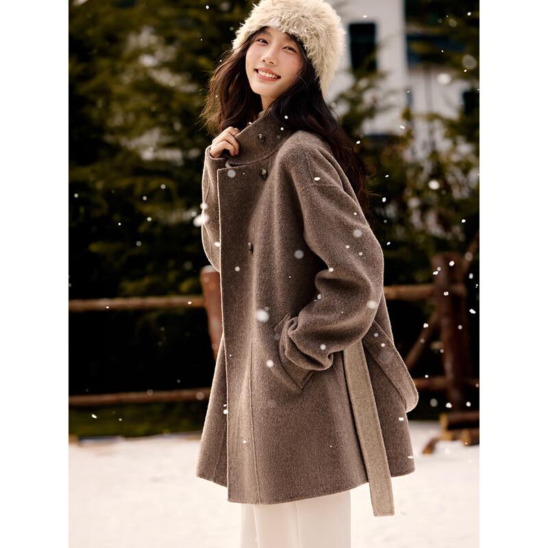 XWI Women's Stand Collar Double-faced Wool Coat