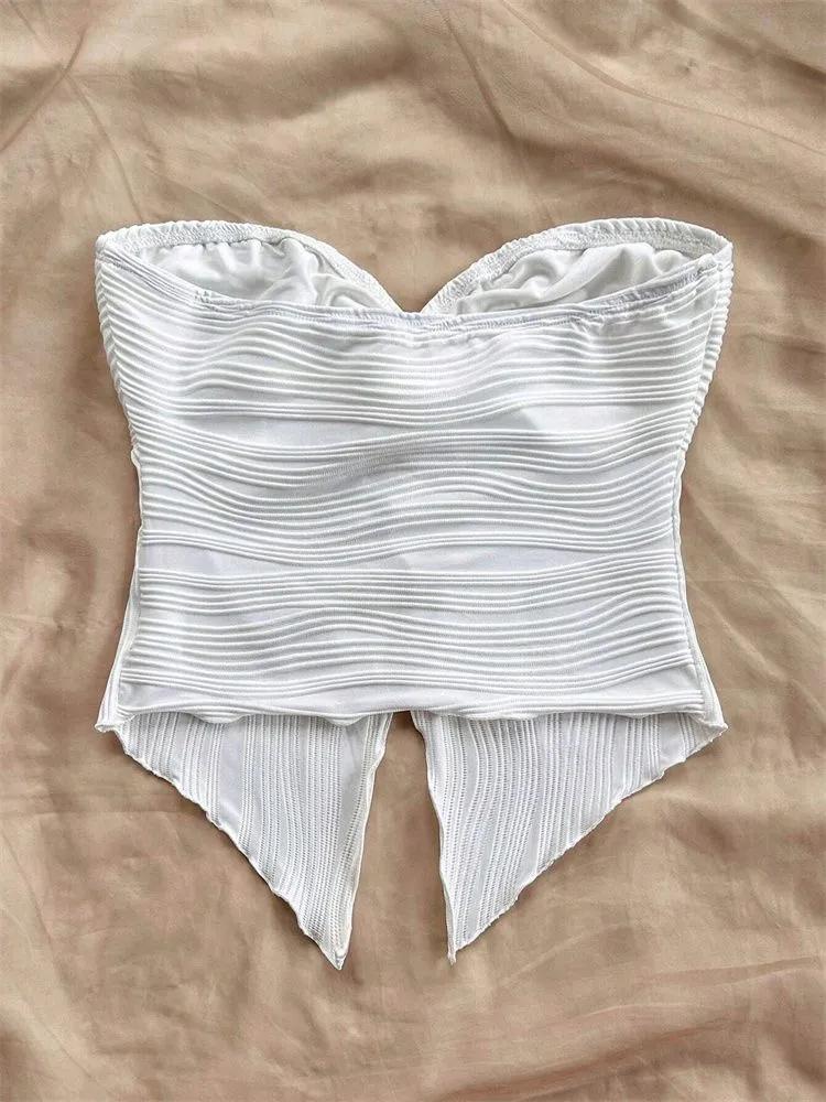 Tank Top phumee Twist Knot Front Off the Shoulder Floral Print A2425