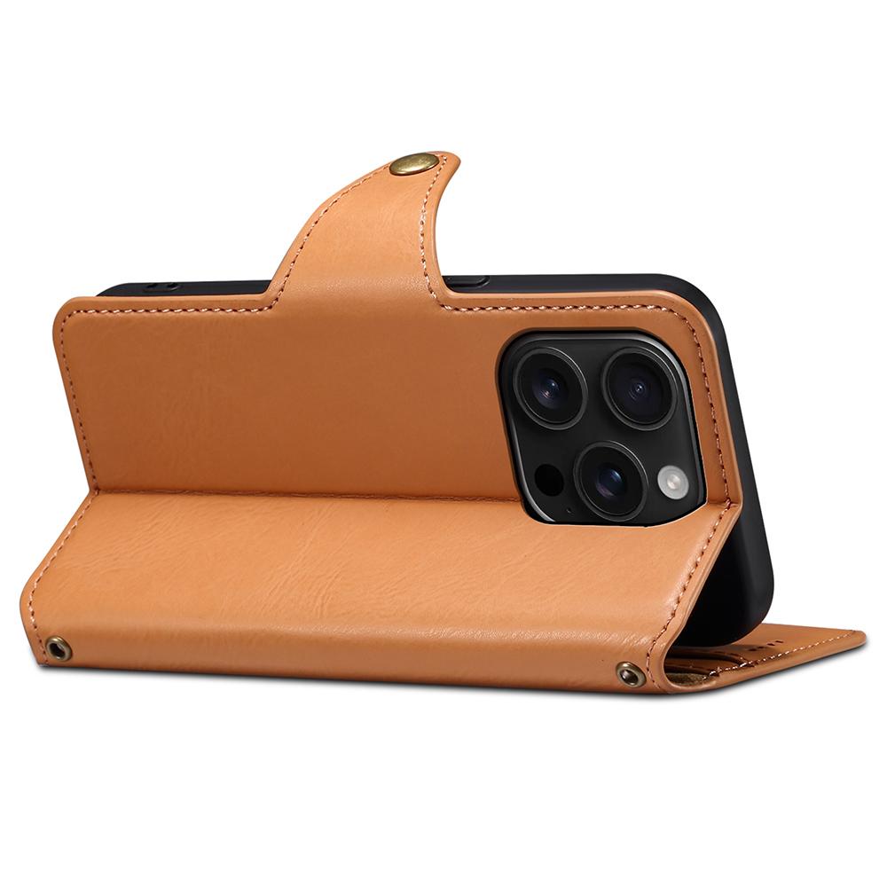 DENIOR For iPhone 16 Pro Max Case Wallet Cowhide Texture Leather Phone Cover