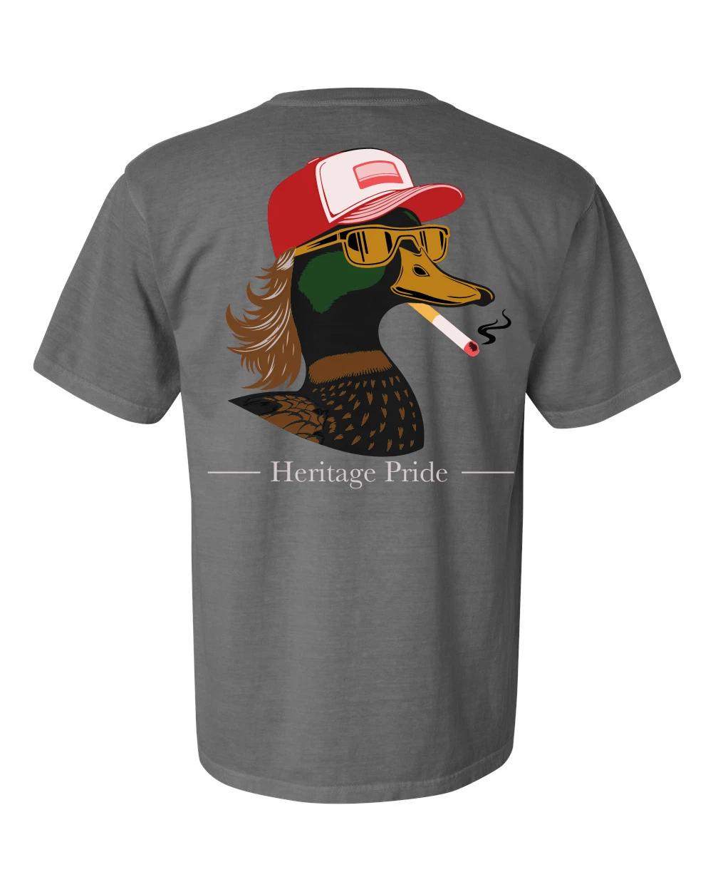 

Heritage Pride Hilarious Smoking Mallard Duck With Cap Mens Short Sleeve T-Shirt 2XL