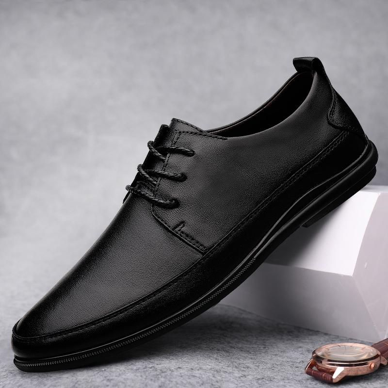 Classic Mens Real Leather Shoes New Trend All-match Dress Shoes Male Breathable Casual Shoes Soft Business Genuine Leather Shoes