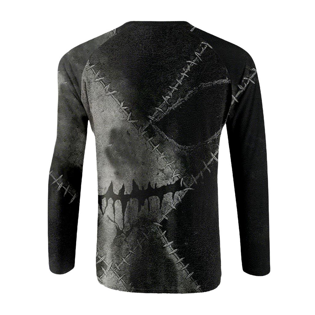Pánský top s dlouhým rukávem s raglánovými rukávy a halloweenským potiskem