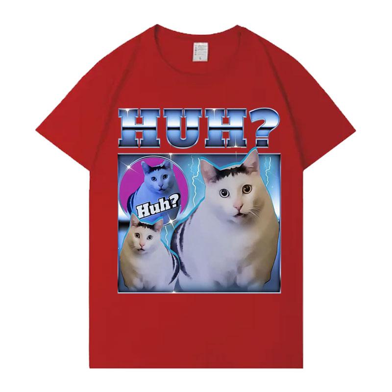 2026 Huh Meme Cat T Shirts Funny UnisexWomen Short SleeveTshirt Trendy Summer Aesthetic ONeck Loose Tops High Quality Tees Shirts