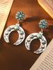 Bohemian Ethnic Style Earrings: Rhinestone & Turquoise Pendant for Women - Retro Versatile Design