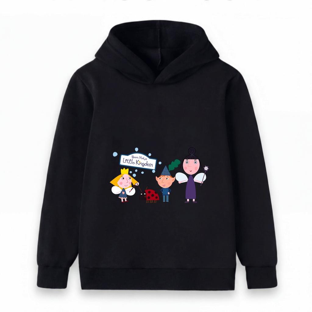 Kids Boys Girls Cartoon Fairy Dwarfs Print Hooded Sweatshirt Casual Pullover Hoodie for Children Daily Wear