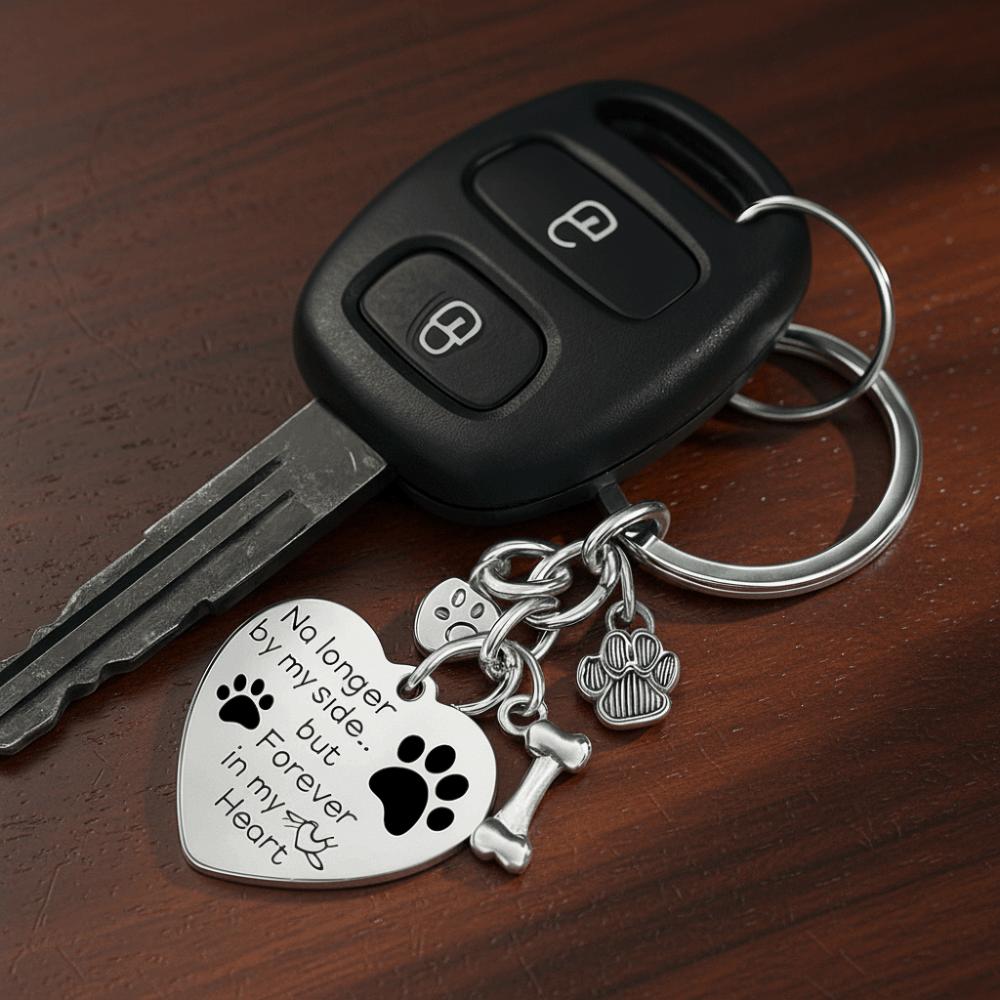 Stainless Steel Dog Tag Key Chain Love Heart Pet Animal Keyring  Pet Memorial