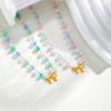 Bohemian Bunte Runde Perlen Kette Halskette für Damen Edelstahl Schleife Anhänger Choker Sommer Party Schmuck Geschenk