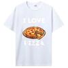 Cross-border Western trendy T-shirts for men, I Love Food tops, pizza cartoon print T-shirts, men's short-sleeve T-shirts