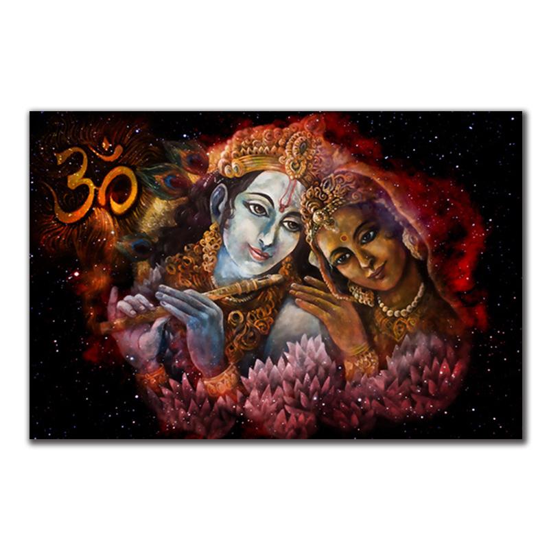 

Индийская пара Кришна и Радха, художественные картины на холсте, современные постеры, принты, настенная картина для гостиной, Настенный декор, Куадрос 21x30cm No Frame