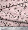 Soimoi Japan Crepe Satin Fabric Floral Love Text Fabric Prints By Metre 42 Inch