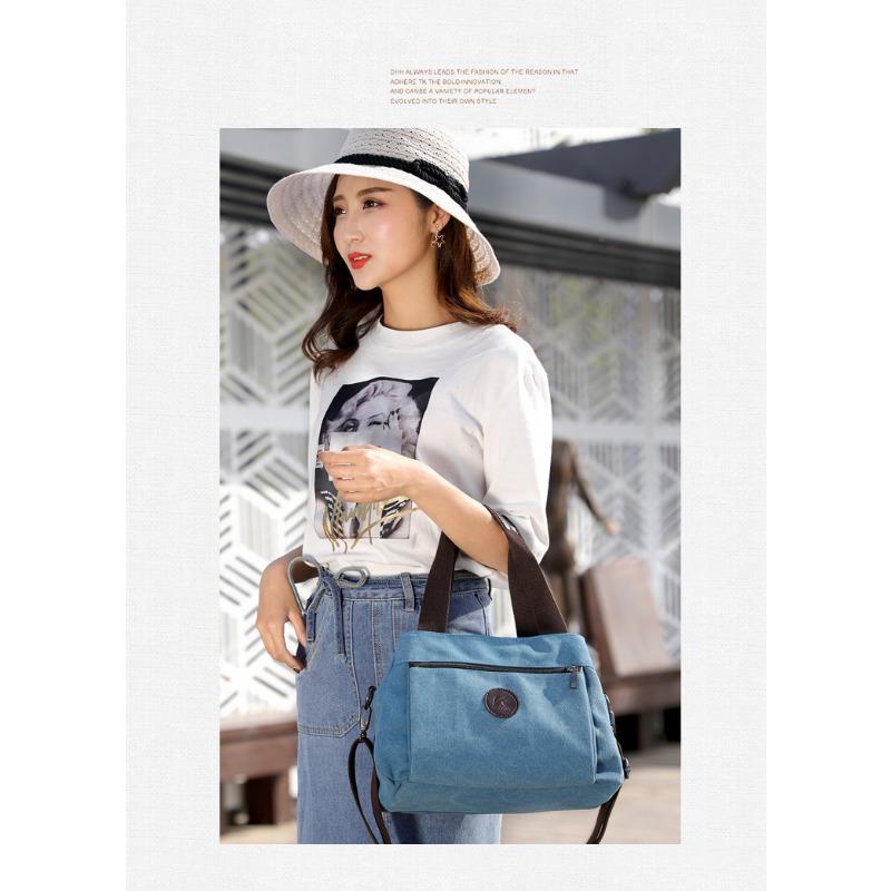 Canvas Women's Bag Casual Women's Single Shoulder Bag with Solid Color Wear-resistant Handbag Crossbody Bag