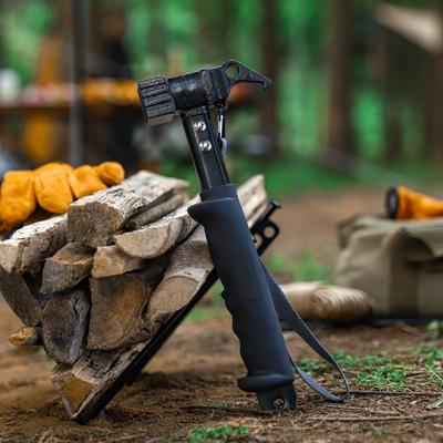 Martillo de uñas para acampar al aire libre, martillo multifuncional con mango de goma suave, toldo para tienda de campaña, extractor de martillo de uñas para acampar a prueba de viento