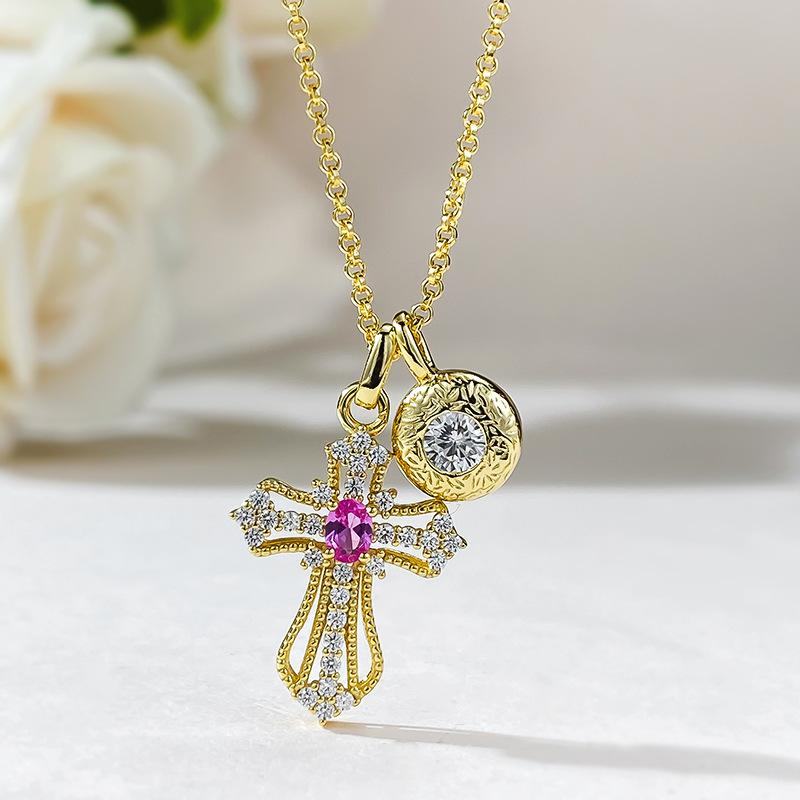 New S925 Silver Sword Cross Women's Pendant Necklace Fashionable Light Luxury Exquisite High Quality Wedding Jewelry