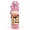 1PC Two Kittens Under Pink Umbrella 750ml Color Plastic Sports Water Bottle Leakproof Flip Straw Lid For Sports Office Home Use