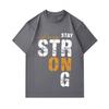 Men's 100% Cotton Crew Neck Short Sleeve T-Shirt, Always Stay Strong Letter Print Casual Comfortable Lightweight Tee for Daily Home Outdoor Wear, Loos