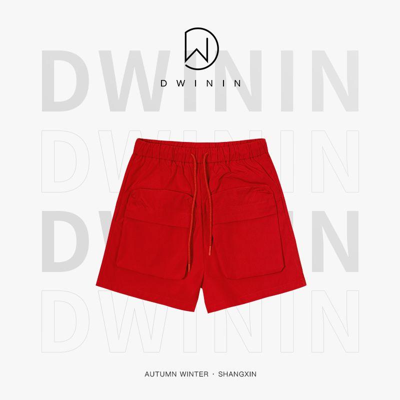 

DW Original Design Spring and Summer Fashion Trendy Casual and Comfortable Loose Easiest for Match Thin Quick-Drying Drawstring Parka Shorts Female Red M