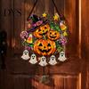 Festive Door Hangers Halloween Acrylic Pumpkin Hanging Decoration, Cartoon Ghost Ornament with Decorative Pendant Bell, Suncatcher Decor for