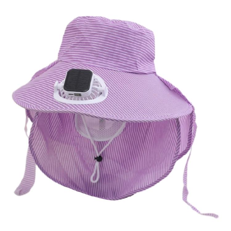 

USB Chargeable Fan Hat With Cooling Fan And Adjustable Wind Speed Neckflap Fishing Hat For Women Men Outdoor Use фиолетовый