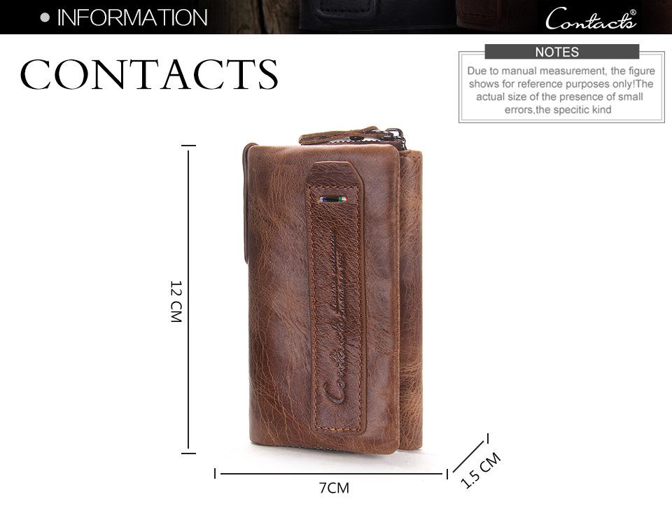 Black Angel Men's Genuine Leather Tri-fold Wallet with Key Holder and Coin Purse