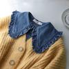 Mode Denim Falscher Kragen Hemd Damen Rüschen Falsche Kragen Für Frau Abnehmbares Revers Halbes Hemd Krawatte Damen Falscher Blusenkragen