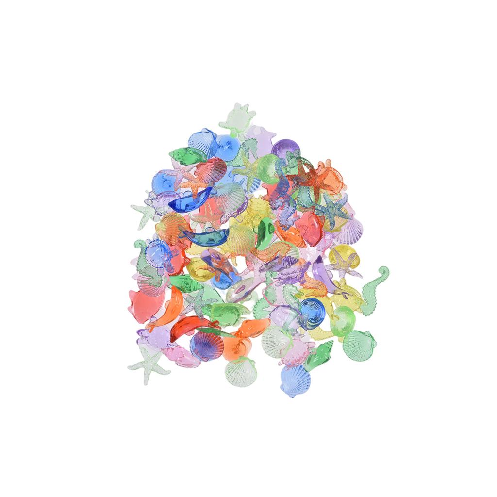 Colorful Sea Animals Seashell Starfish Shaped Clear Acrylic Gems Children Crystal Jewels Summer Swimming Diving Toys