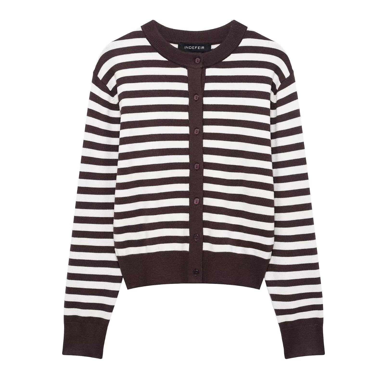 

2025 Spring Women s Striped Knitted Short Jacket - Street Fashion Extra Small