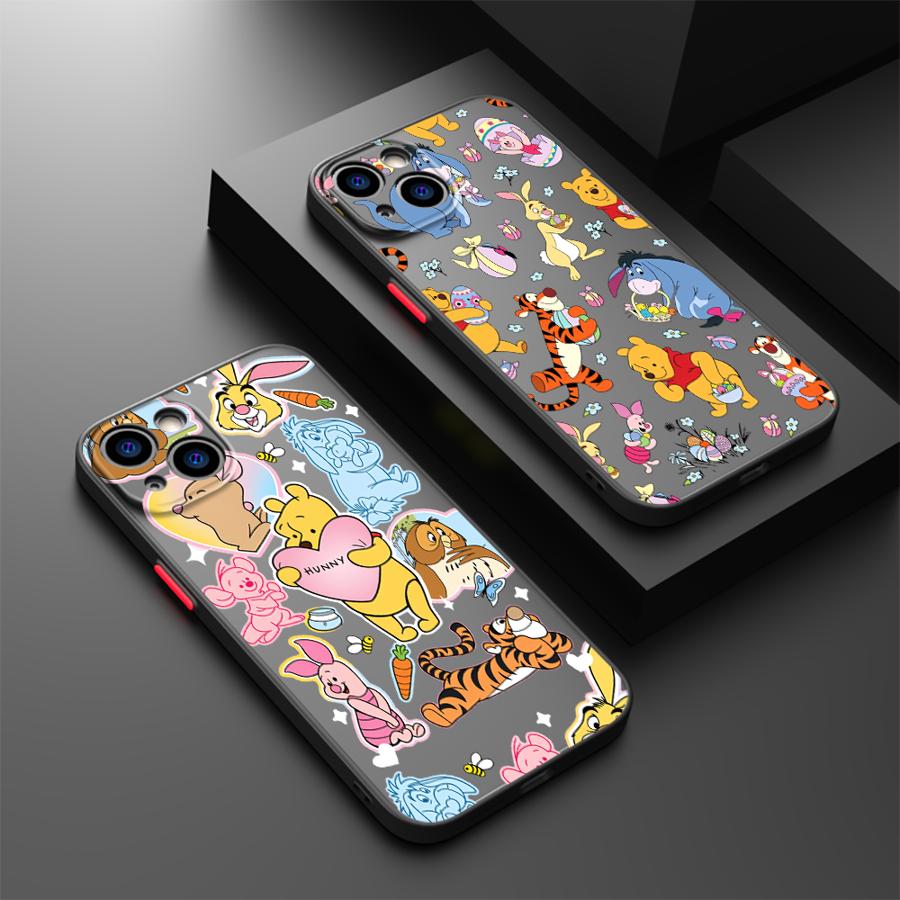 Cartoon Pooh Case for iPhone 17 Pro Max 7 8 SE 15 12 16 Plus Air 17e XS XR 13 Mini 14 11 Back Phone Cover