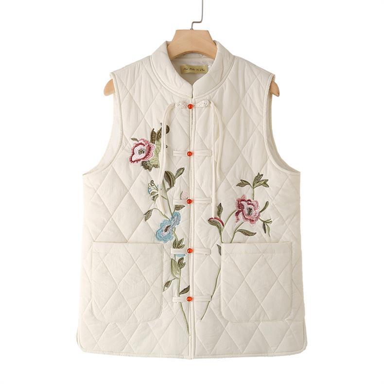 Women's Plus Size Thickened Down Cotton Vest for Autumn/Winter - Sleeveless Jacket for Middle-Aged and Elderly