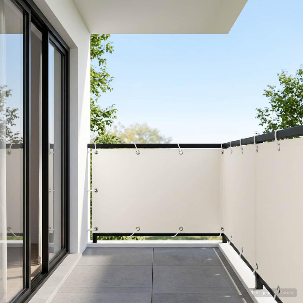 Balcony Privacy Screen 150 x 1000 cm Fabric with PU Coating White