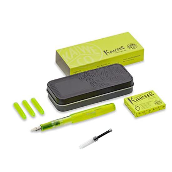 

Kaweco Kaweco перьевая ручка M Medium Ice Sports Set Highlighter желтый подлинный импортный продукт [с конвертером] 1,9 мм двойного назначения KAWECO-CHFP-BK жёлтый