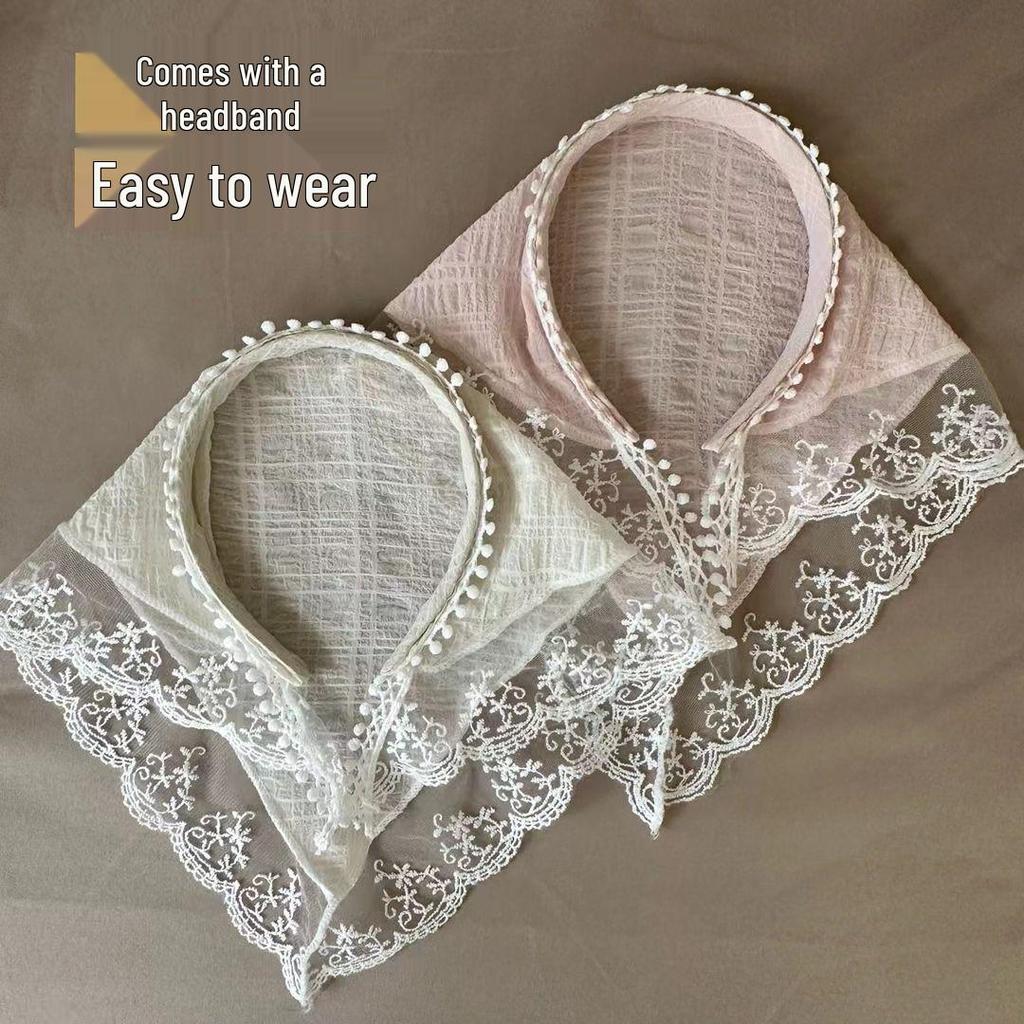 Pastoral Lace Edge Headband Scarf: Sweet, Chic Triangle Hair Accessory