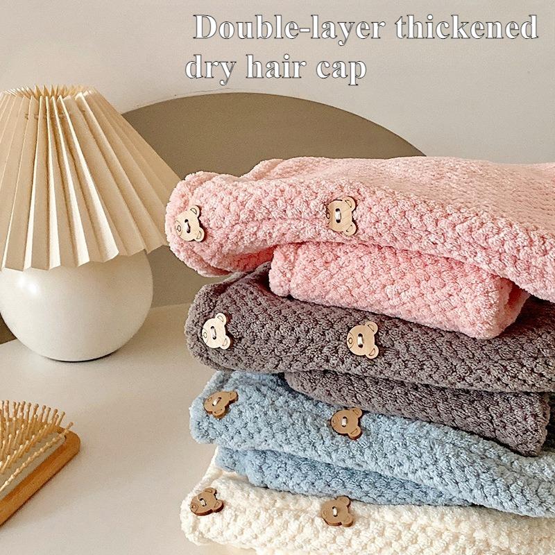 Thickened Dry Hair Cap Breathable Super Absorbent Quick-drying Double-layer Turban Durable Easy To Dry and Secure Shower Cap