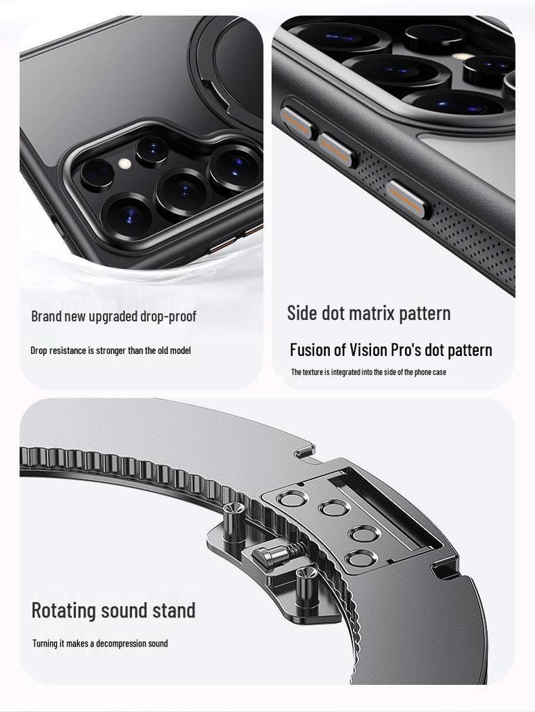 Samsung S26 Ultra Magnetische Handyhülle mit drehbarem Ständer und transparenter Abdeckung für S25 Plus