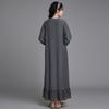 Johnature Women Vintage Dress Spring O-Neck Long Sleeve Patchwork Pockets Button Female Dresses